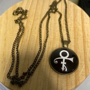 Prince Symbol Necklace Bronze Tone Pendant Chain Music Jewelry‎ Gift 30in Chain